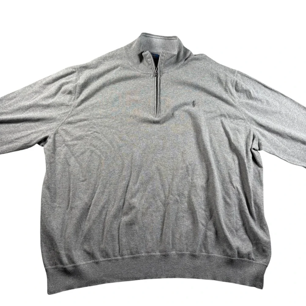 Polo Ralph Lauren‎ 1/4 Zip Mens HTF Sz 4XB Heather Gray Sweater Preppy Old Money